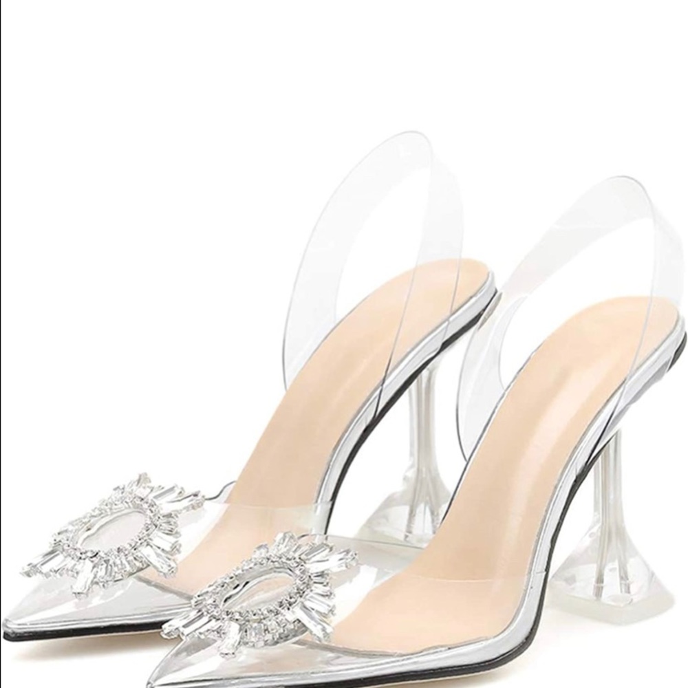 Clear square heels
